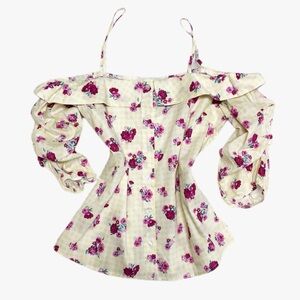 NWT No Comment Cold Shoulder Floral Top Sz M